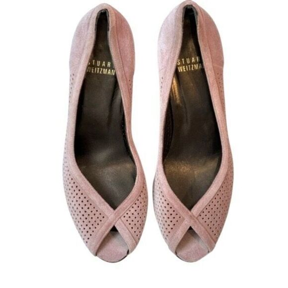 Stuart Weitzman Perforated Suede Heels in Pink Rose Nuinvited 6 - Picture 5 of 16